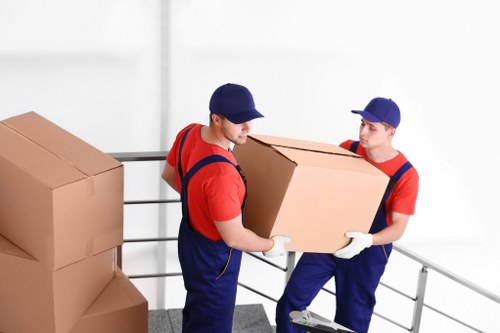 Moving boxes and packed household items ready for a home move in Pinner