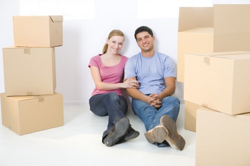 Business team preparing desks and equipment for office removals in Pinner