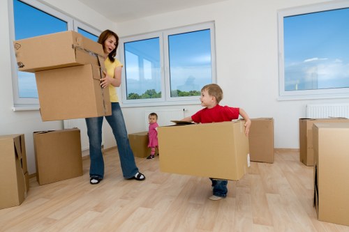Boxes and household items ready for a move in Pinner