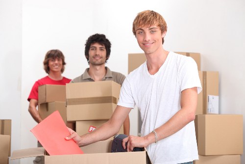 Packed moving boxes ready for a house move in Pinner