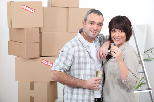 Moving van and equipment used for house removals in Pinner